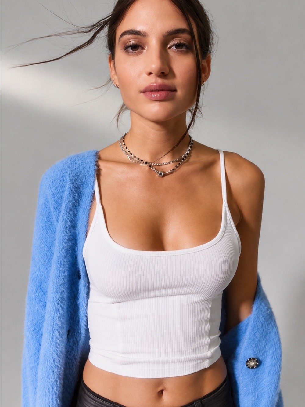 Urban Outfitters UO Cabana Ribbed Cropped Cami White Size M